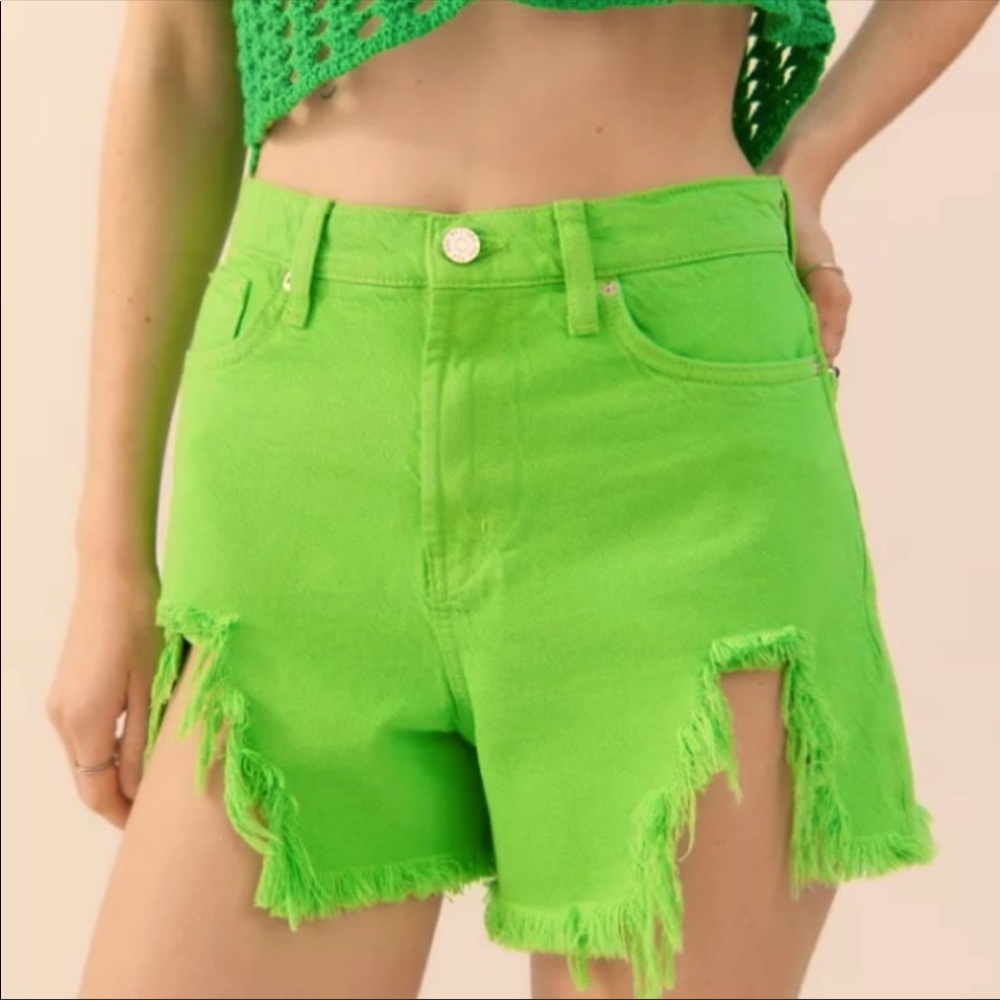 High rise denim shorts